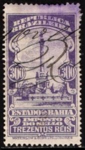 1936 Brazil Local Revenue State of Bahia 300 Reis Stamp Duty Used