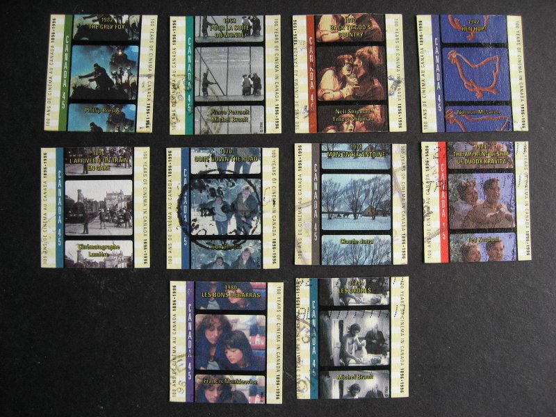 Cinema in Canada set of 10 U singles Sc 1615a-e, 1616a-e