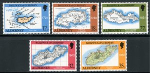 Alderney Scott 37-41 MNHOG - 1989 18th to 20th Century Maps Set - SCV $4.45