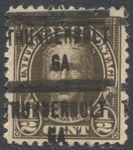 US Sc 551 Used 1/2c Hale, ERROR - Double THUNDERBOLT / GA  Precancel VF