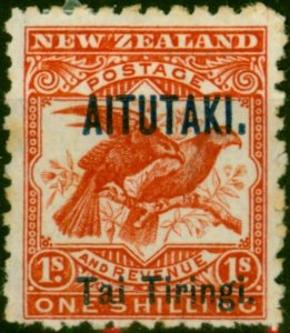 Aitutaki 1903 1s Bright Red SG7 Good MM