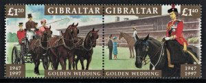 GIBRALTAR 1997 - The Gold Wedding Anniv of Queen Elizabeth   /complete set MNH