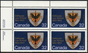 HISTORY = COAT-OF ARMS = DALHOUSIE LAW SCHOOL = Canada 1983 #1003 MNH UL BLOCK