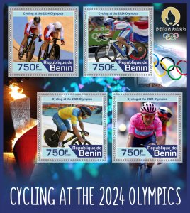 Stamps. Olympics games in Paris Cycling 2024 Benin  2022 year 1+1 sheet perf