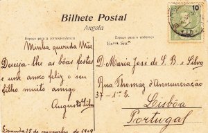ANGOLA POSTAL CARD Mossamedes - Mondonhos send to Lisbon