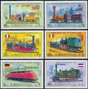 Ajman MNH 1197-1202 Transport Trains 1971