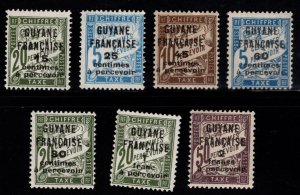 French Guiana Scott J6-J12 MH* surcharged and overprinted postage due stamp set