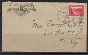 U.S. 1913 ADVERTISING HOTEL ST. FRANCES COVER WITH Sc. 398 SAN FRANSCIO CAL.