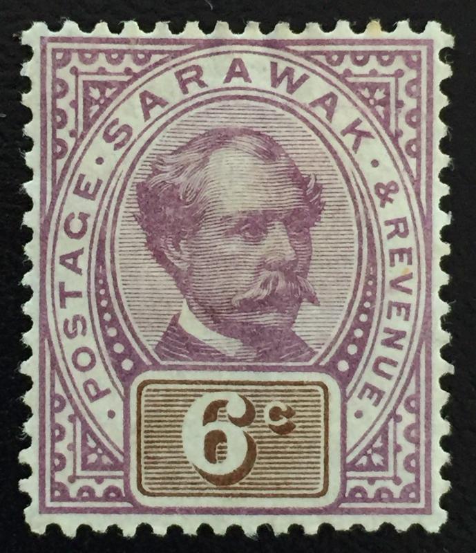 Malaya 1888 Sarawak Sir Charles Brooke 6c MH SG#13 CV £32 M1685