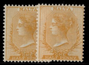 MALTA GV SG18 + 19, ½d SHADE VARIETIES, NH MINT. Cat £58.