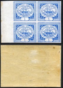 St Lucia 1870 Steam Conveyance Company 1d Local Stamps in a U/M Block of 4