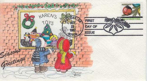 1987 Christmas Ornaments (Scott 2368) Karen's HC FDC