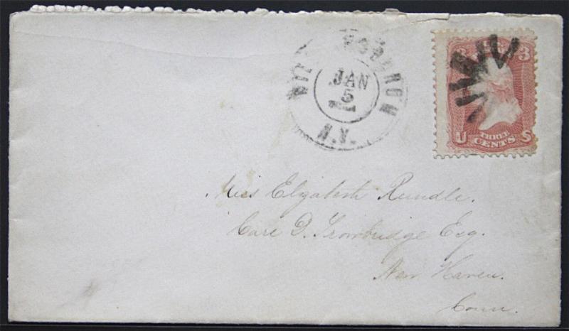 US Cover -  Fancy Cancel Circular Caret NY Civil War Era   S1150