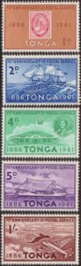 Tonga 1961 SG115-119 75th Anniversary Tongan Postal Service set MLH