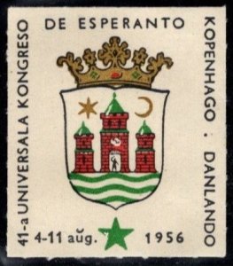 1956 Denmark Poster Stamp 41st Universal Congress Of Esperanto Copenhagen