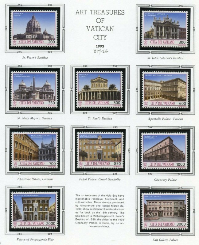 VATICAN CITY 1992  COMPLETE YEAR SET STAMPS WITH BOOKLET  MINT NH ON ALBUM PAGES