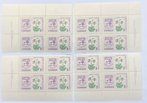 CANADA 1964-66 #424 Emblems & Coats of Arms Set of 4 Plate Blocks (Pl. #1) - MNH
