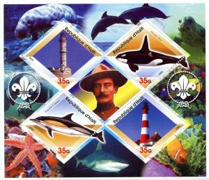 HAITI SHEET MNH BADEN POWELL SCOUTS LIGHTHOUSES DOLPHINS 