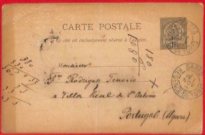 aa2291 - French TUNIS - Postal History - STATIONERY CARD: GARES to PORTUGAL 1894 