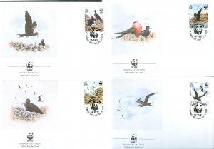 Ascension Island. 1990 WWF. 4 FDC Complete Set. Frigatebirds. Sc# 483-84-85-86.