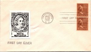 FDC 1939 SC #849 M Washington Stamp - Washington DC - Pair (Vert) - F75910