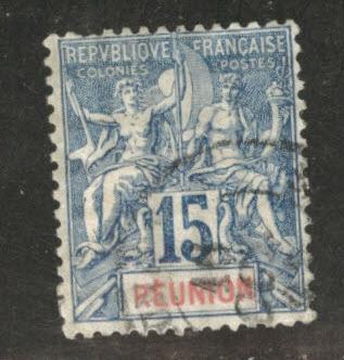 Reunion CFA Scott 41 used 1892-1905 stamp quadrile paper