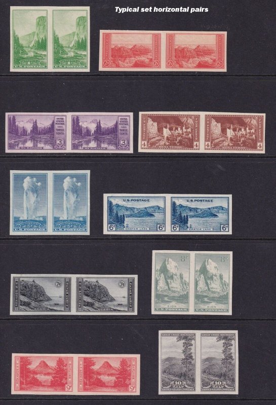 1935 National Parks Sc 756 - 765 FARLEY unused NGAI set of 10 horizontal pairs