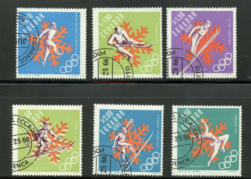 ECUADOR SCOTT# 755-755E WINTER OLYMPICS USED CTO LOT OF 7 SETS AS SHOWN