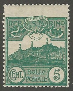 San Marino, Scott #42 mint, never hinged, fine-very fine, 5c blue green