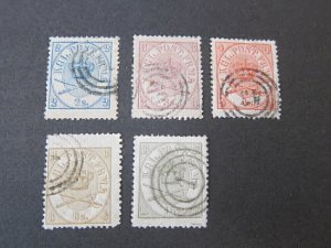 Denmark 1864 Sc 11-15 set FU