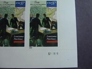 U.S.# 3782-MINT/NH--LR PLATE # BLOCK OF 4--LOUISIANA PURCHASE BICENTENNIAL--2003