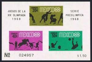 Mexico 992a,MNH.Mi Bl.11. Olympics Mexico-1968.Wrestling,Pentathlon,Water polo.