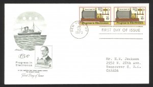 USA Sc# 1500 (Artmaster) FDC pair (a) (New York, NY) 1973 7.10 6c Electronics