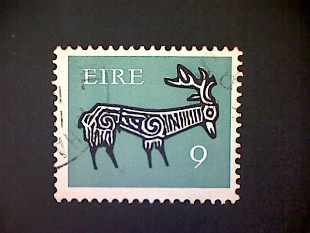 Ireland (Éire), Scott 354, used(o), 1975, stag, 9p, light blue green and black