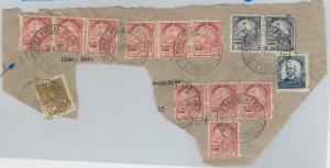 61273 - BRAZIL - POSTAL HISTORY: 109300 Reis on COVER CUT-OUT sent VIA LATI 1949