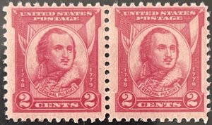 Scott #690 1931 2¢ General Casimir Pulaski MNH OG pair
