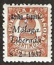 Malaga, Spain, 10L4,  mint,  hinge remnant. 1937. (S1348)