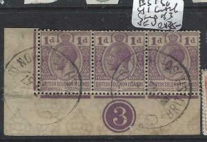 BRITISH SOLOMON ISLANDS  (P0105B)   KGV 1D SG 41 CONTROL STRIP OF 3   VFU