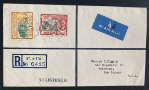 1952 Basseterre St Kitts Airmail Registered cover to Fairview NJ USA