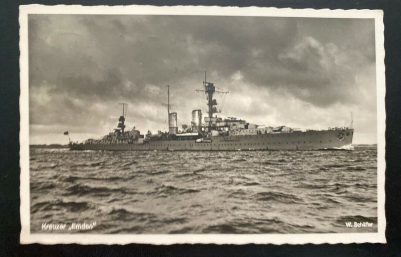 1939 Germany RPPC Real Picture Postcard Cover To Augsburg Cruiser Ship Emdem 