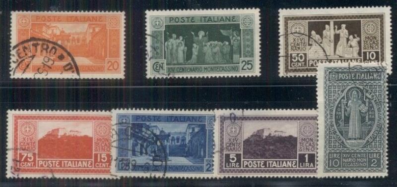 ITALY #232-8 Abbey of Monte Cassino, complete set, used, VF, Scott $618.20