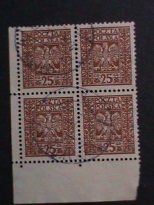 POLAND 1928-SC#260 94 YEARS OLD STAMPS-EAGLE ARMS USED IMPRINT BLOCK-VF