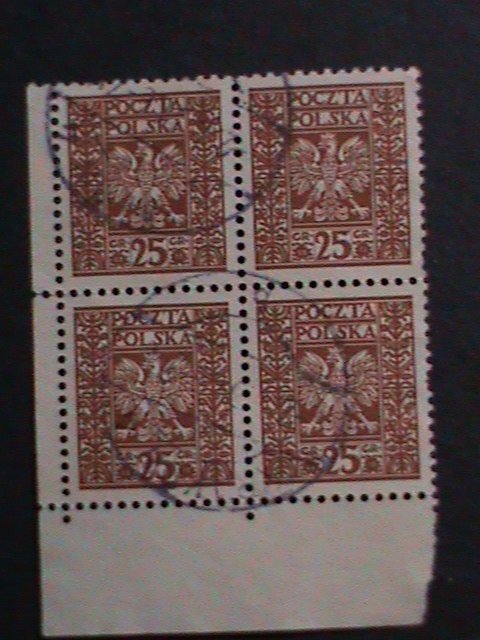 POLAND 1928-SC#260 94 YEARS OLD STAMPS-EAGLE ARMS USED IMPRINT BLOCK-VF