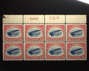 HS&C: Scott #C3 1918 Airmail Issue block of 8 PL#8492 LH in margin Mint F/VF NH