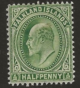 Falkland Island  22 1904  half penny fine mint hinged