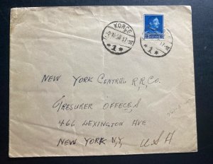 1938 Korce Albania Cover To Treasure Office New York USA