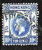 Hong Kong-Sc#114- id6-used 10c ultramarine KGV-1912-14-