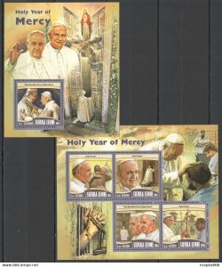 2016 Sierra Leone Pope Francis Benedict Xvi Year Of Mercy Kb+Bl ** Stamp St360