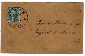 1858 Columbia, Cal. cancel on cover, franked Scott 32