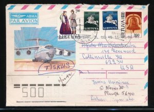 LITHUANIA POSTAL HISTORY USED COVER TO USA & FORWARDED BACK